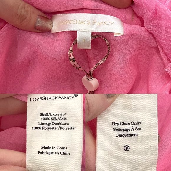 LoveShackFancy Ashida Bubble Hem Silk Mini Dress in Begonia Pink Women's Size 6 - Picture 5 of 17